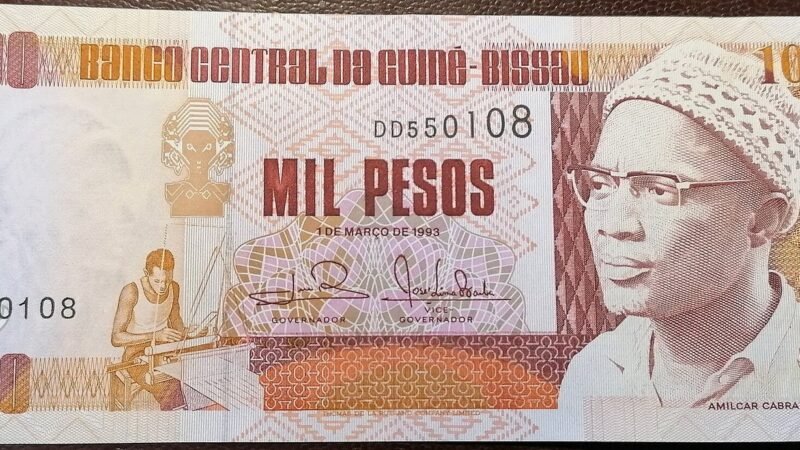 Banknote of Guinea-Bissau 1993 issue 1000 pesos, Guinée-Bissau. Image d'archive.