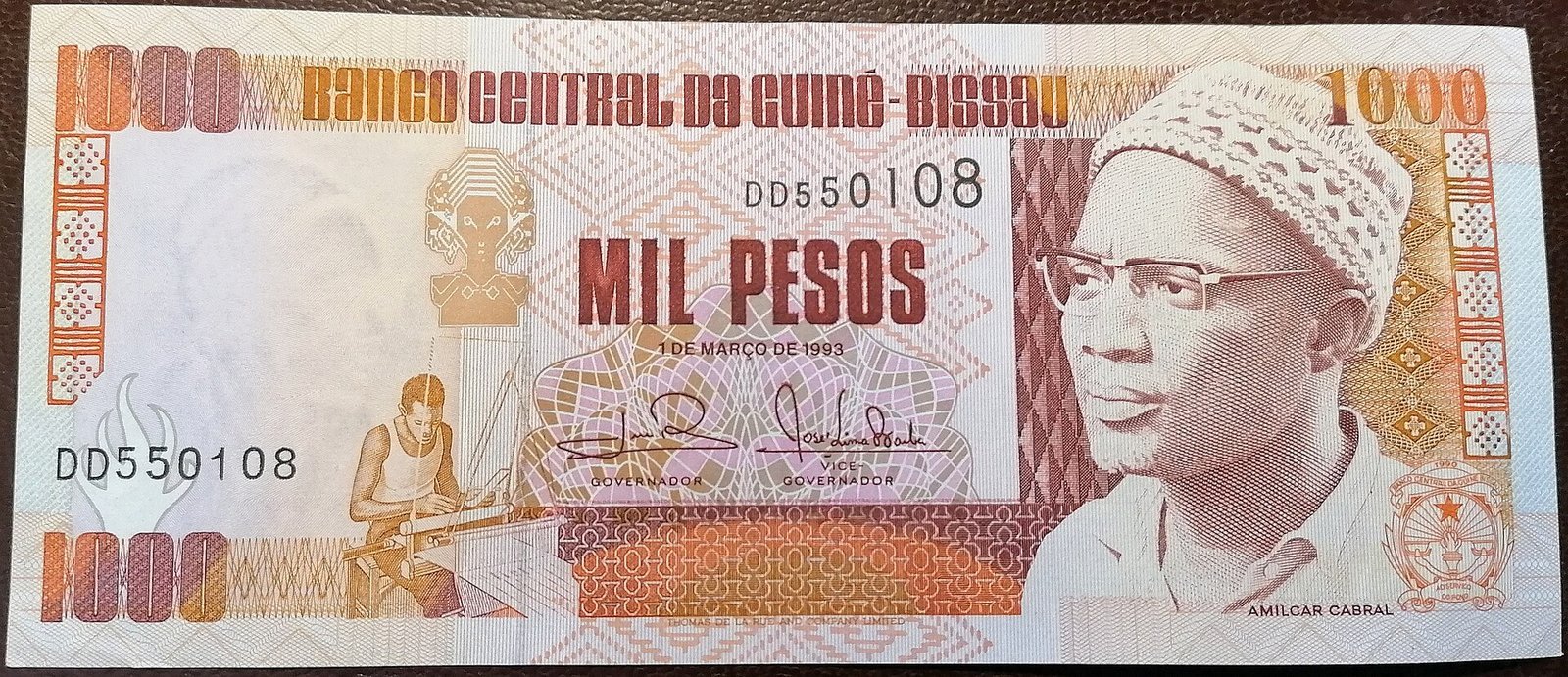 Banknote of Guinea-Bissau 1993 issue 1000 pesos, Guinée-Bissau. Image d'archive.